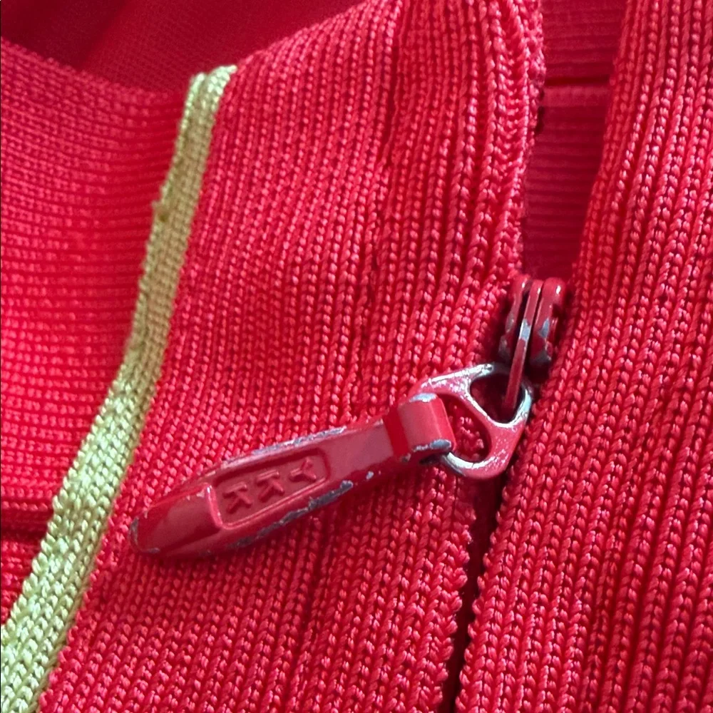 Herve Leger AUTHENTIC Red and NEON Yellow Bandage Dress - Picture 3 of 10